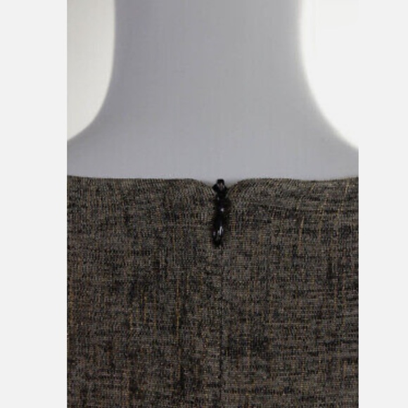 Frank Lyman Size 10 Metallic Knit Draped Cowl Sheath Dress Gold - Picture 3 of 11